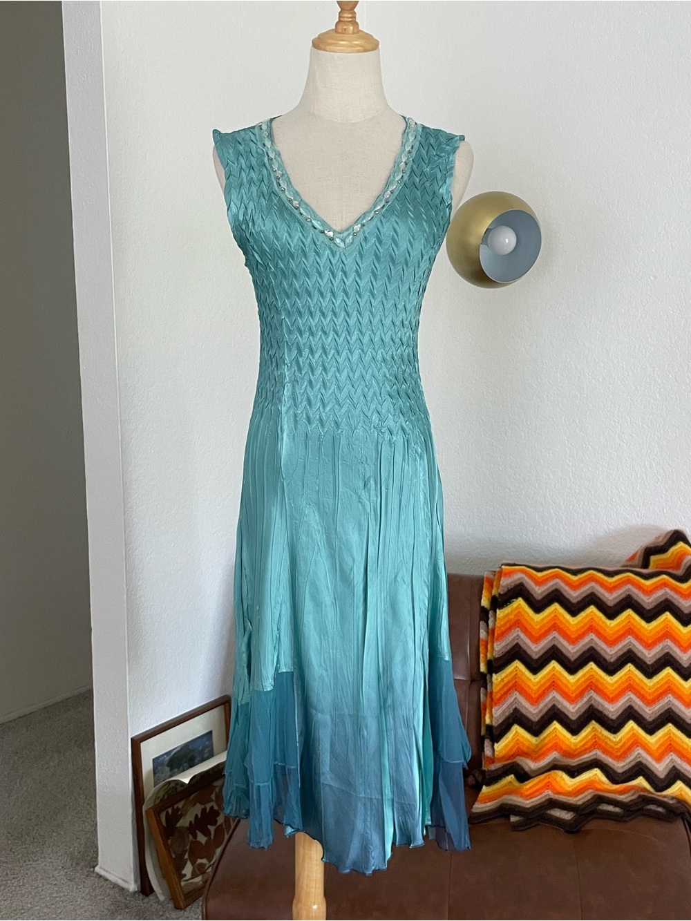 Komarov Fairy Romantic Pleated Smock Dress